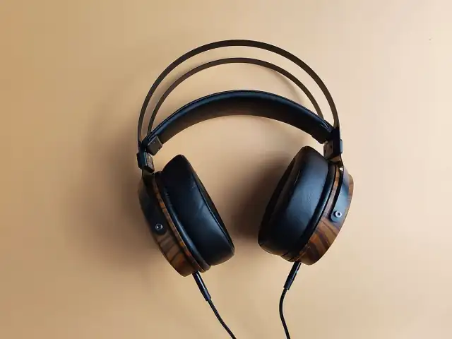 Black brown headphones wired