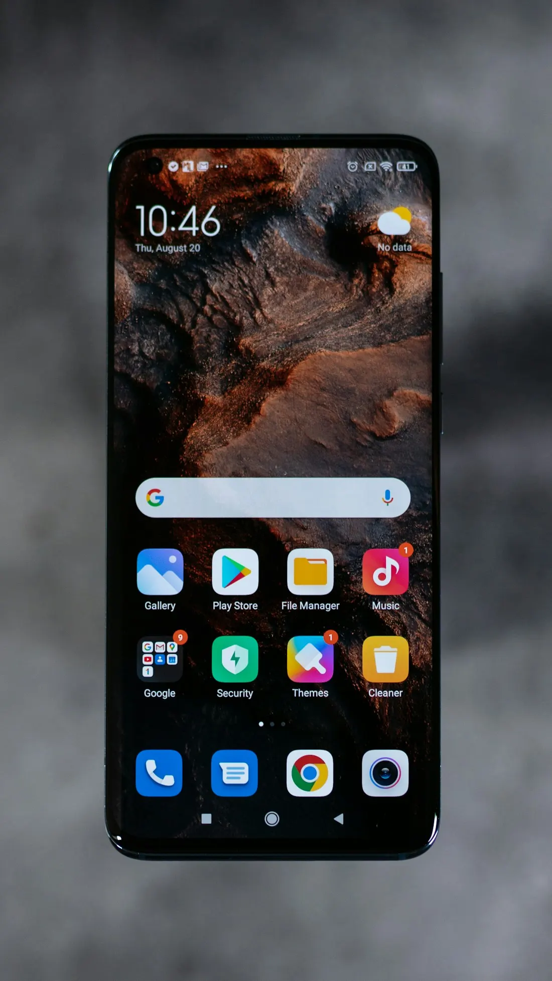 An Android smartphone showing its home screen