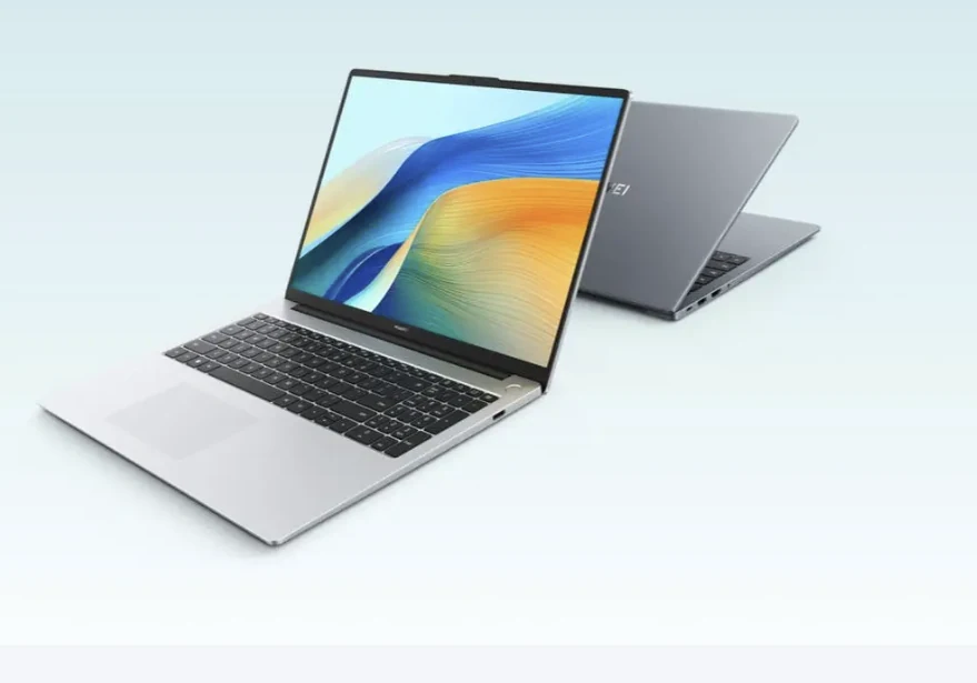 Two thin laptops showing their displays and exterior design